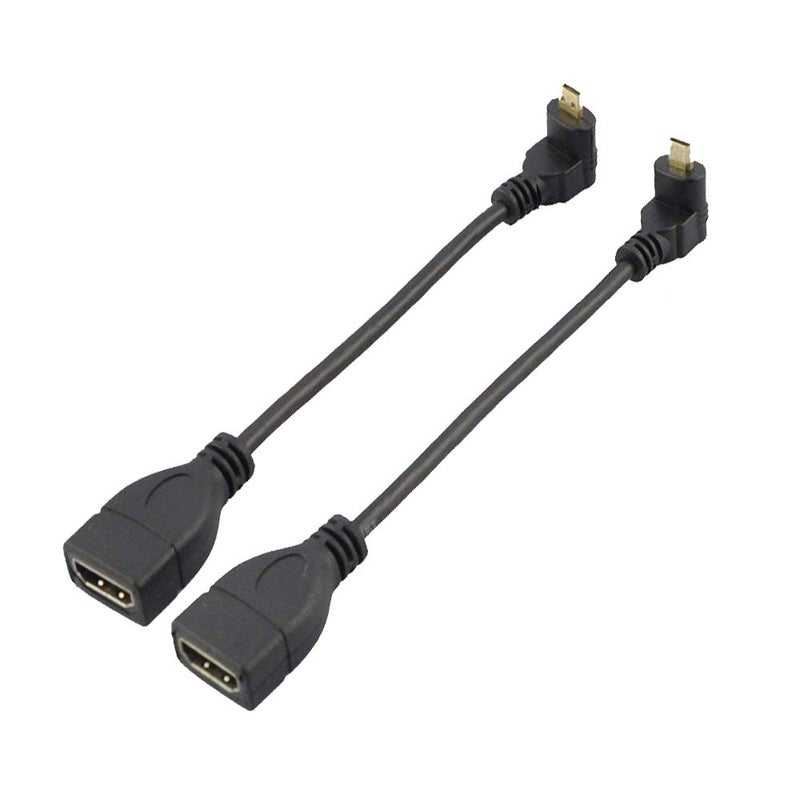 Seadream Angled Micro HDMI Male to HDMI Female Adapter Cable, 2Pack 6" 15CM 90 Degree Type D UP-Toward Down-Toward Male to Type A Cable Adapter Connector (2pcs Each of Up and Down) - Image 1